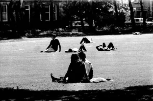 Summer weather scenes June 1970 - People enjoy a rare sunny day sunbathing in Brandling