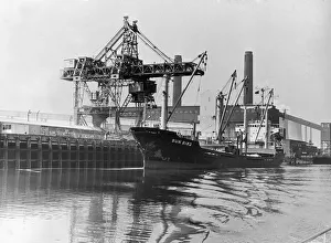 Cranes Prints: The Sun Bird unloads its cargo of Phosphate rock for the fertiliser manufacture at ICI