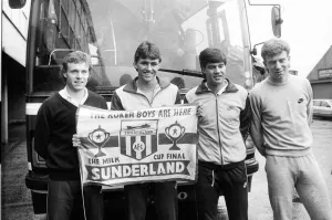 Sunderland Associated Football Club - The Milk Cup final 22 March 1985, l to r, Berry