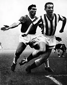 Footballers Prints: Sunderland v Bury. 1962 / 63. Brian Clough seen here in action against Bury Unfortunately
