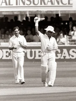 Sunil Gavaskar Cricket player - circa 1987 acknowledges his century