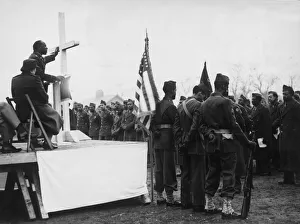 A Sunrise service held on the baseball ground of a US army camp near Liverpool on easter