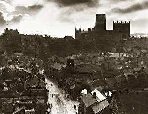 Sunset over Durham Cathedral Religion Landmark Clouds Street