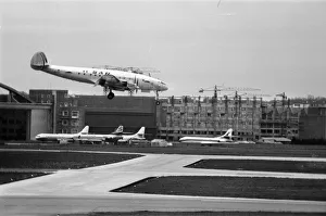 Landing Prints: Super constellation aircraft landing at Heathrow Airport. 6th March 1969