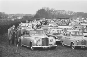 Supporters of Oxford and Cambridge Universities gather in the West Car Park at Twickenham