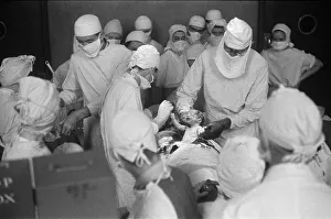 Surgeon professor Browne seen here performing a caesarian section operation to deliver