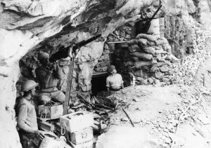 The surrender of the Duke of Aosta. Picture shows the entrance to the cave where the Duke