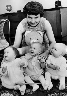 Teddy Prints: The three surviving babies of the sextuplets born to Mrs Norman Thorns of Selly Oak