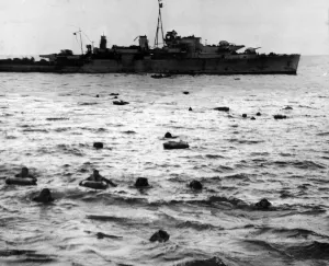 01452 Prints: Survivors from a U-boat sunk by ships of 2nd Escort Group float in the sea