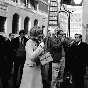 Susannah York Actress, Mar 1966 feeling cold on location clutches a hot