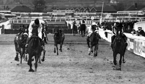 Horse Prints: Last Suspect, ridden by Jockey Hywel Davies wins the 1985 Grand National at Aintree