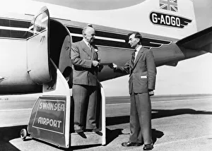 Councillor Prints: Swansea Airport. The first passenger from Swansea to London on the inaugural flight