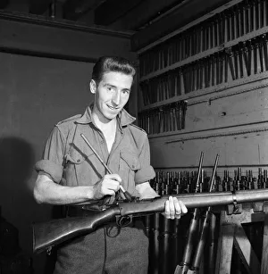 Swansea Town and Wales international footballer Cliff Jones serving his National Service