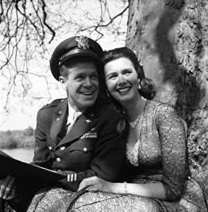 Swedish actress Elsie Albiin seen here with Dan Duryea during the filming of