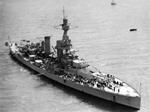 Battleship Prints: The Swedish coastal battleship the Drottning Victoria seen here off of Spithead in
