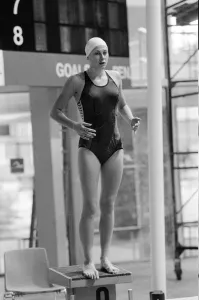 Swimmer Sharron Davies seen here training at the swimming pool before her heat in the 200