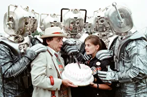 Skirt Prints: Sylvester McCoy as the Doctor and Sophie Aldred as Ace seen here on location near Arundel