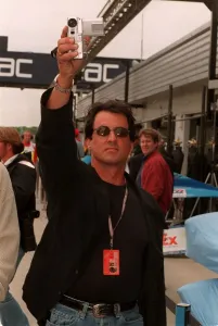Sylvester Stallone Actor July 98 American actor at silverstone racetrack for