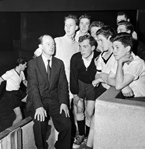 Table Tennis Prints: Former table tennis international Ken Stanley (left) promoting five a side football