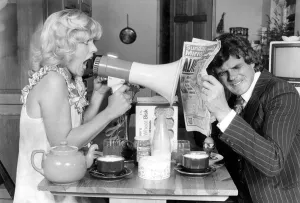 Megaphone Prints: Do you talk to your partner? Posed for by models Kay Beary and Graham Simpson