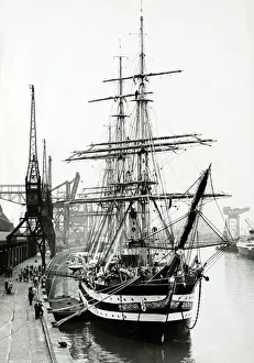Dockyard Prints: The Tall sailing ship Amerigo Vespucci moored in Springfield Quay Glasgow Circa