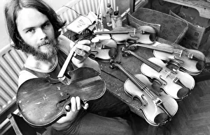 Tarquin Bolton at the Sunderland Violin Hospital in July 1980 set up to repair damaged