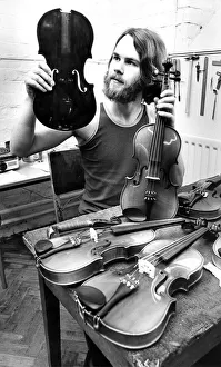 Tarquin Bolton at the Sunderland Violin Hospital in July 1980 set up to repair damaged