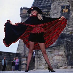 High Heels Prints: Tartan fashion, September 1989 Model wearing tartan