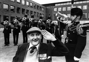 Tattoo fanfare of honour by buglers of the Light Infantry for Korean War hero Peter