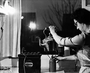 Power Generation Prints: Tea making during Power Cuts, 11th December 1970. In the kitchen