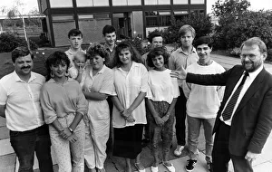 Students Prints: Teacher Mr Stent with some of his sixth formers at Halewood Comprehensive who are off to