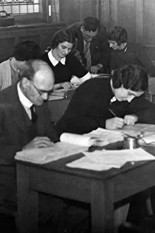 Fmp1939s Prints: Teachers in Jarrow join the war effort by helping the preparation of ration cards