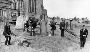 00054 Prints: A team of schoolboys from Glendale County Secondary School do a spot of gardening in
