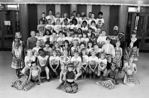 A technicolour cast - children from Bradley CE Junior School staged two performances of