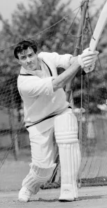 00191 Prints: Ted Dexter and Fred Trueman in the nets Sport Cricket 1960s May 1968