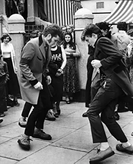 Teddy Boys dancing in the streets of North East Britain Picture taken