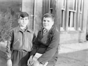 00001 Prints: Two teenage boys January 1950 George Anderson and Jimmy Creightonplan trip to