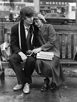 Cuddling Prints: Teenagers in love: The models in pictures are Gregory Kurk and Margaret Ogilvy