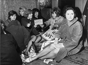 Beatlemania Prints: Teenagers queue in queued in the rain at the Majestic ballroom in Birkenhead from 5am for