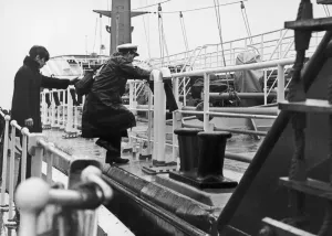 Tanker Prints: The Tees pilot Alan Lithgow waits his chance to jump aboard a tanker so he can pilot