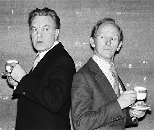 Two television butlers, Donald Sinden (left) Robert'in LWTs Two