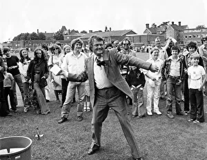 Television personality Tom Coyne in action during a fete at Warwick School