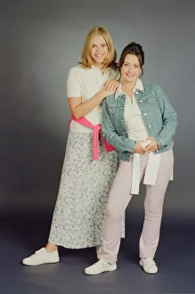 Skirt Prints: Television presenter Jenni Falconer with friend Vicki Simpson. 24th July 1996