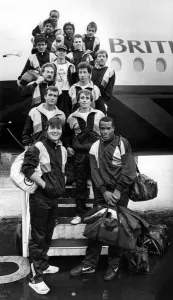 Tracksuit Prints: Television programme - The cast of Eastenders arrive at Newcastle Airport the day before