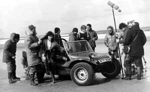 00420 Prints: Television programme - Scenes being filmed on the beach at Bamburgh for the Tyne Tees