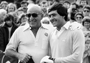 Standing Prints: Telly Savalas actor and golfer Severiano Ballesteros in September 1980 at Pro Am golf
