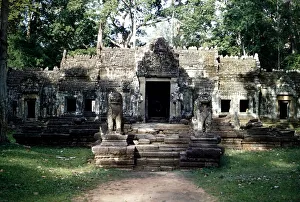 Temple of Prah Khan near Angkor Wat in Kampuchea Cambodia ruins in the forest
