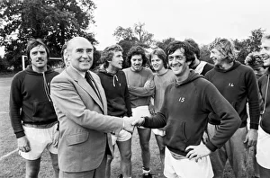 Handshake Prints: Temporary Birmingham City football manager Alf Ramsey meets players on the training