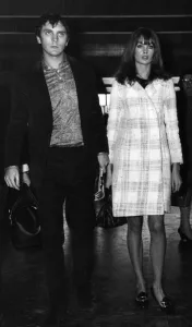 Terence Stamp and Jean Shrimpton, pictured together at London Heathrow Airport
