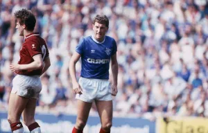 Terry Butcher in action Rangers v Hearts December 1988